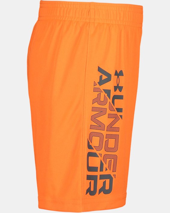 Boys' Pre-School UA Prototype Wordmark Shorts, Orange, pdpMainDesktop image number 1